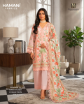 Mausummery Peach Pink 3-Piece Unstitched Lawn Digital Suit – Elegant Summer Collection