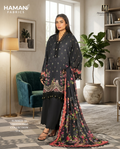 Mausummery Jet Black 3-Piece Unstitched Lawn Digital Suit – Elegant Summer Collection