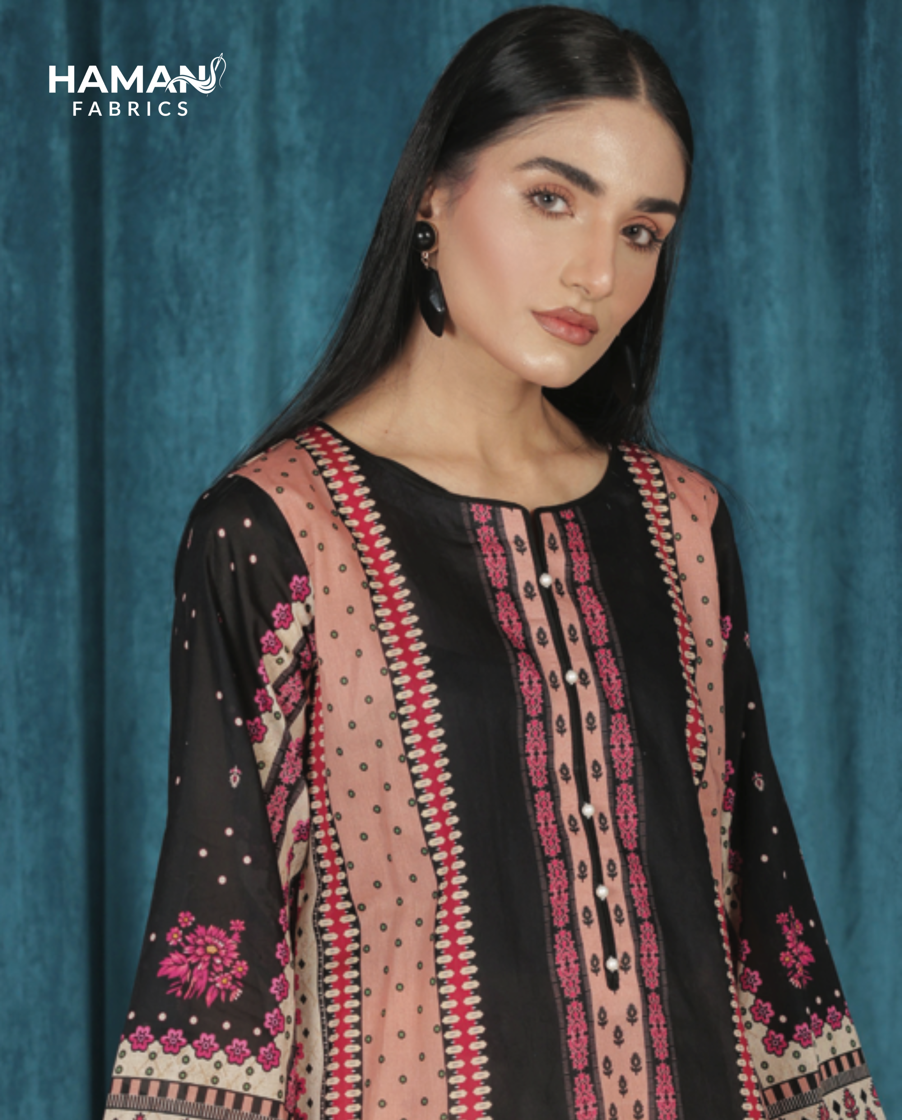 Ebony Black 2 Piece Premium Lawn Suit – Classic Bold Summer Elegance