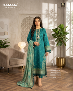 Mausummery Dark Cyan 3-Piece Unstitched Lawn Digital Suit – Elegant Summer Collection