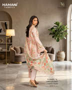 Mausummery Peach Pink 3-Piece Unstitched Lawn Digital Suit – Elegant Summer Collection