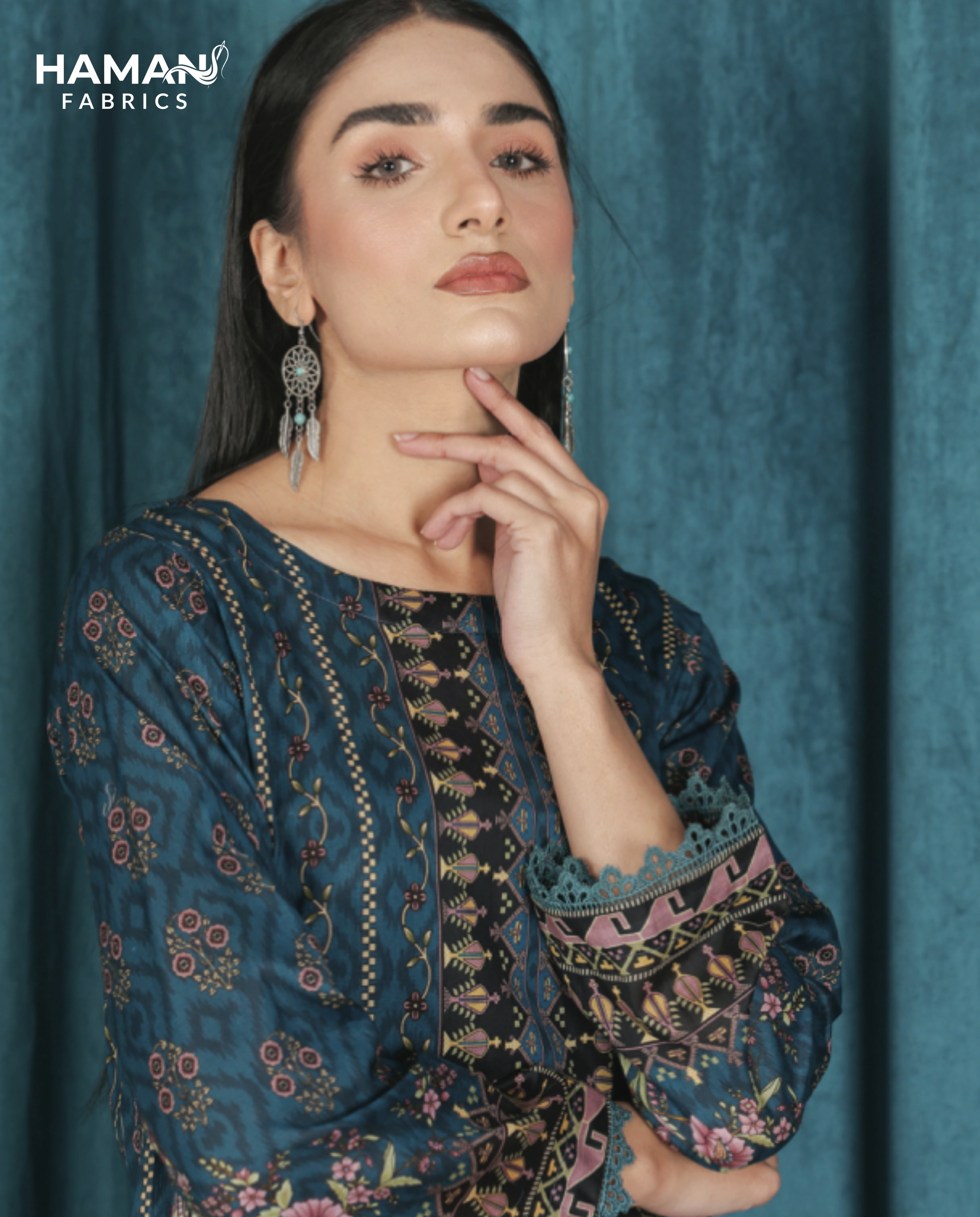 Dark Cyan 2 Piece Premium Lawn Suit – Bold Summer Elegance