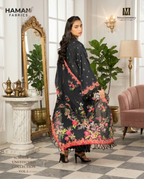 Mausummery Jet Black 3-Piece Unstitched Lawn Digital Suit – Elegant Summer Collection