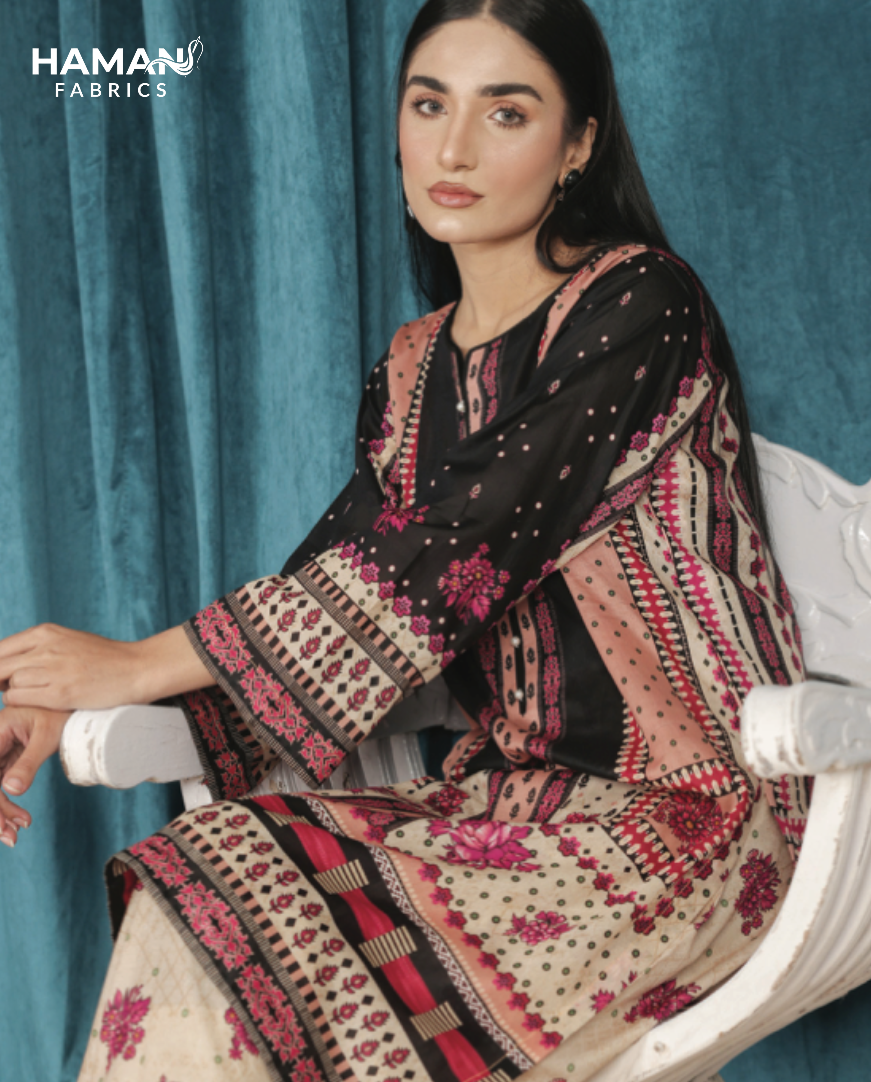 Ebony Black 2 Piece Premium Lawn Suit – Classic Bold Summer Elegance