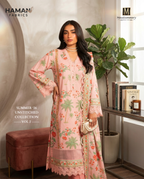 Mausummery Peach Pink 3-Piece Unstitched Lawn Digital Suit – Elegant Summer Collection