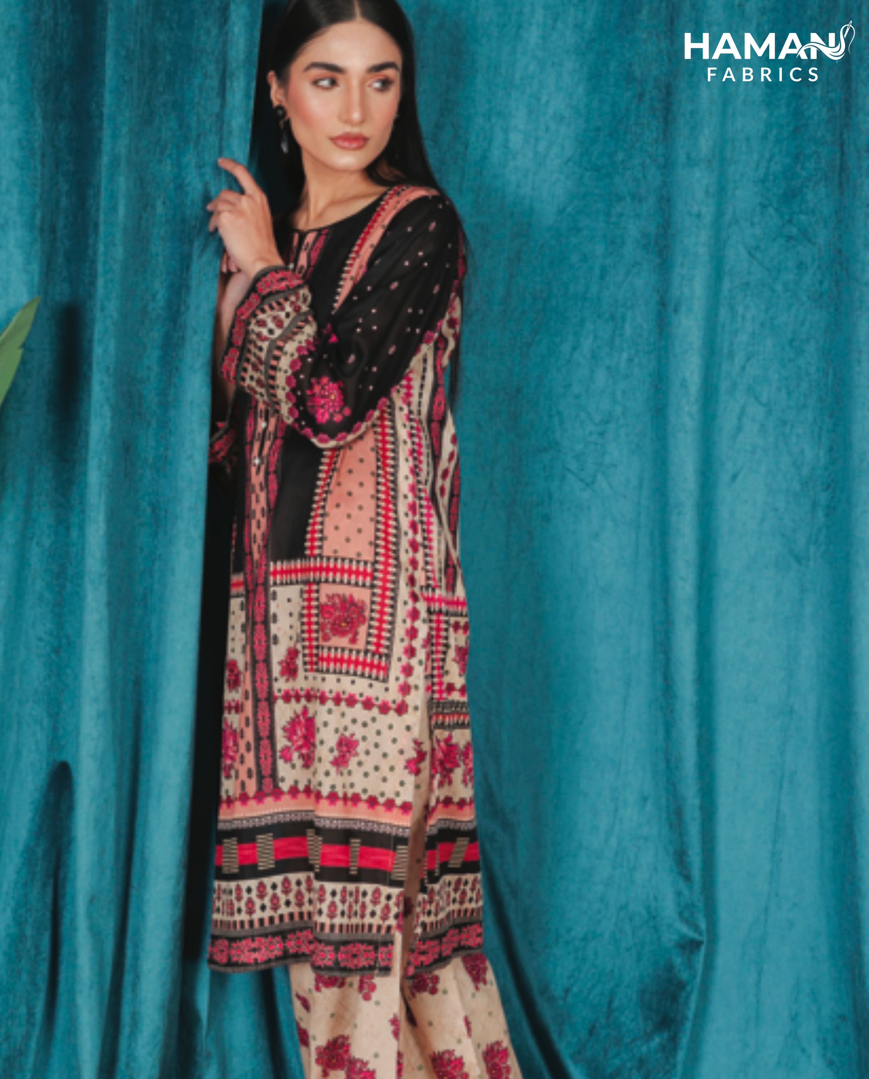 Ebony Black 2 Piece Premium Lawn Suit – Classic Bold Summer Elegance