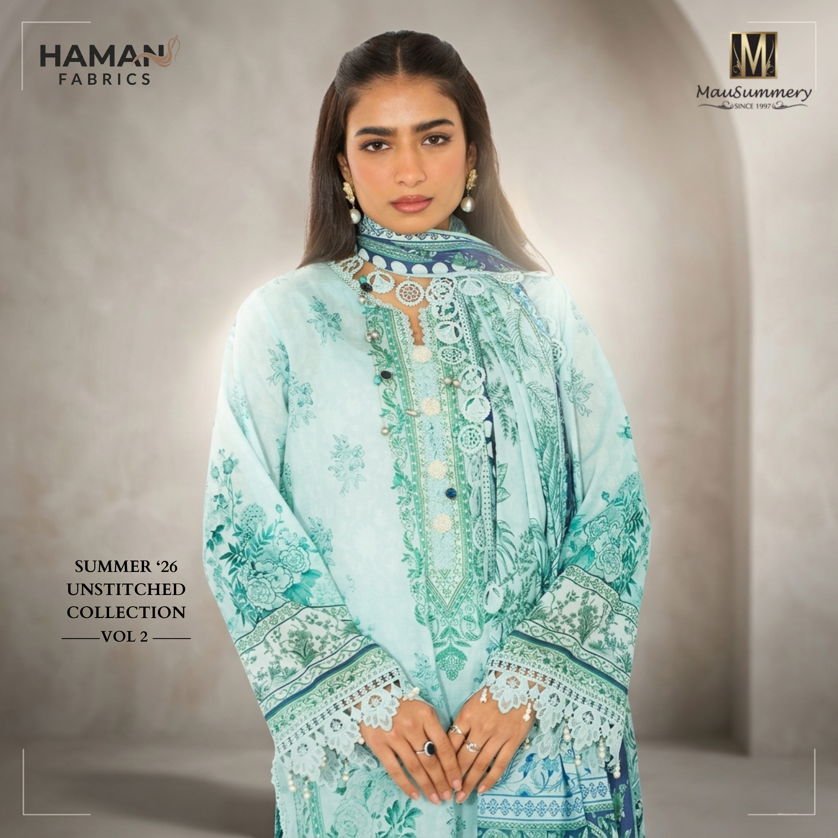 MARINE – 3 PIECE UNSTITCHED LAWN DIGITAL SUIT – MAUSUMMERY INSPIRED