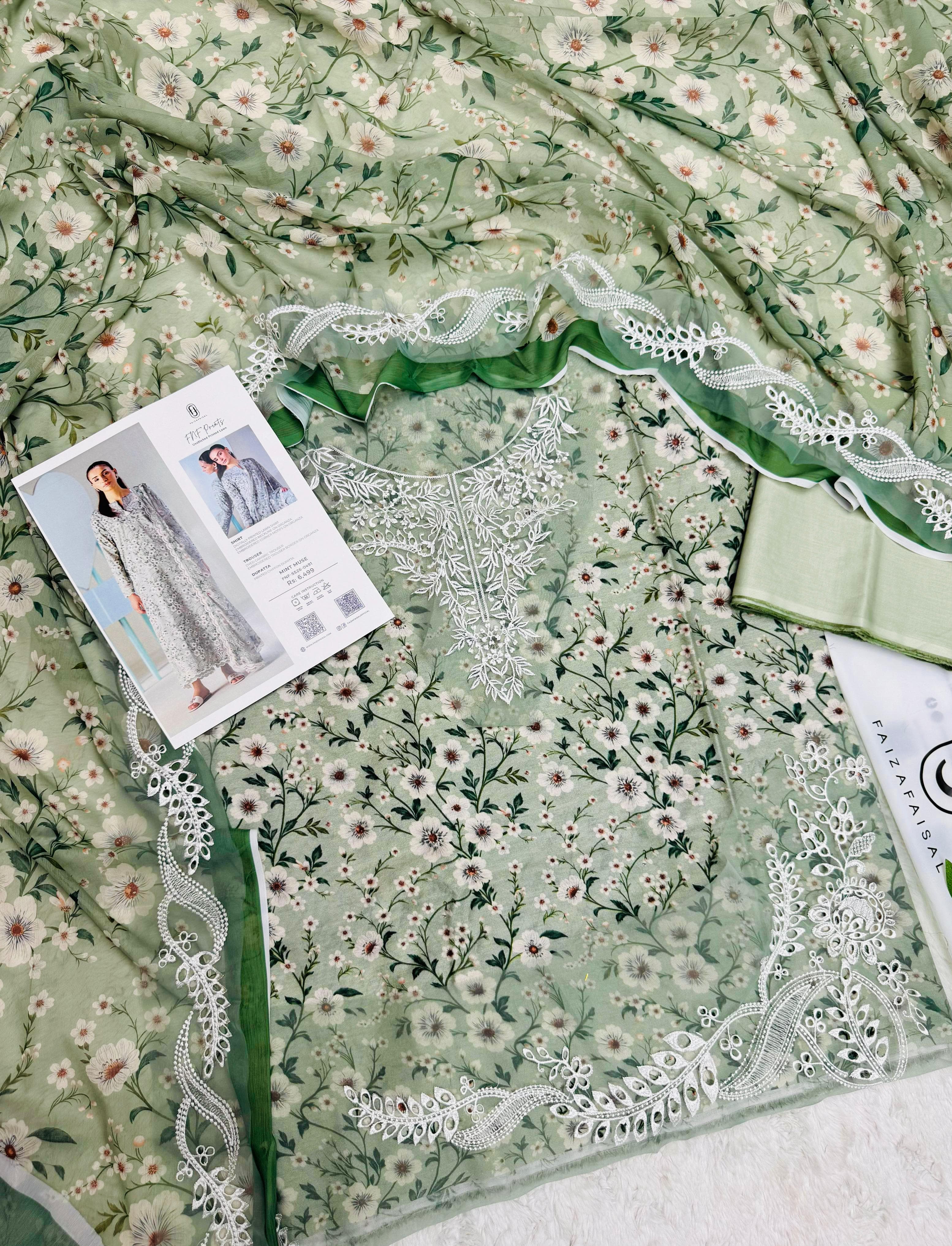Faiza Faisal Elegant Floral 3-Piece Lawn Suit – Summer Collection